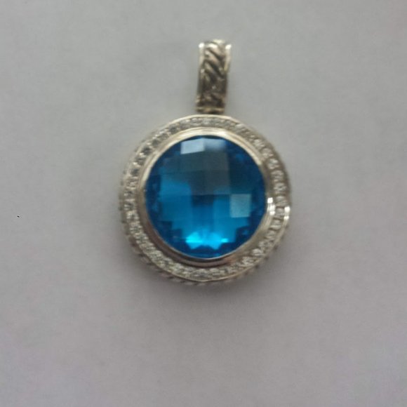 Sterling Silver Halo Cz Pendant Enhancer - Picture 4 of 14